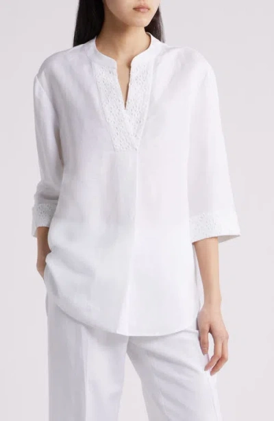 Anne Klein Linen Blend Tunic In White