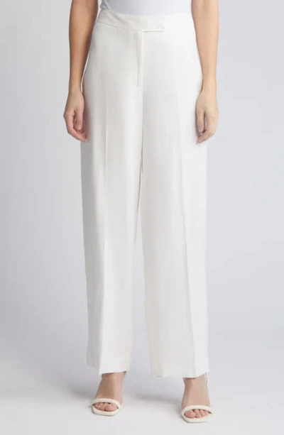 Anne Klein Linen Blend Wide Leg Pants In Bright White