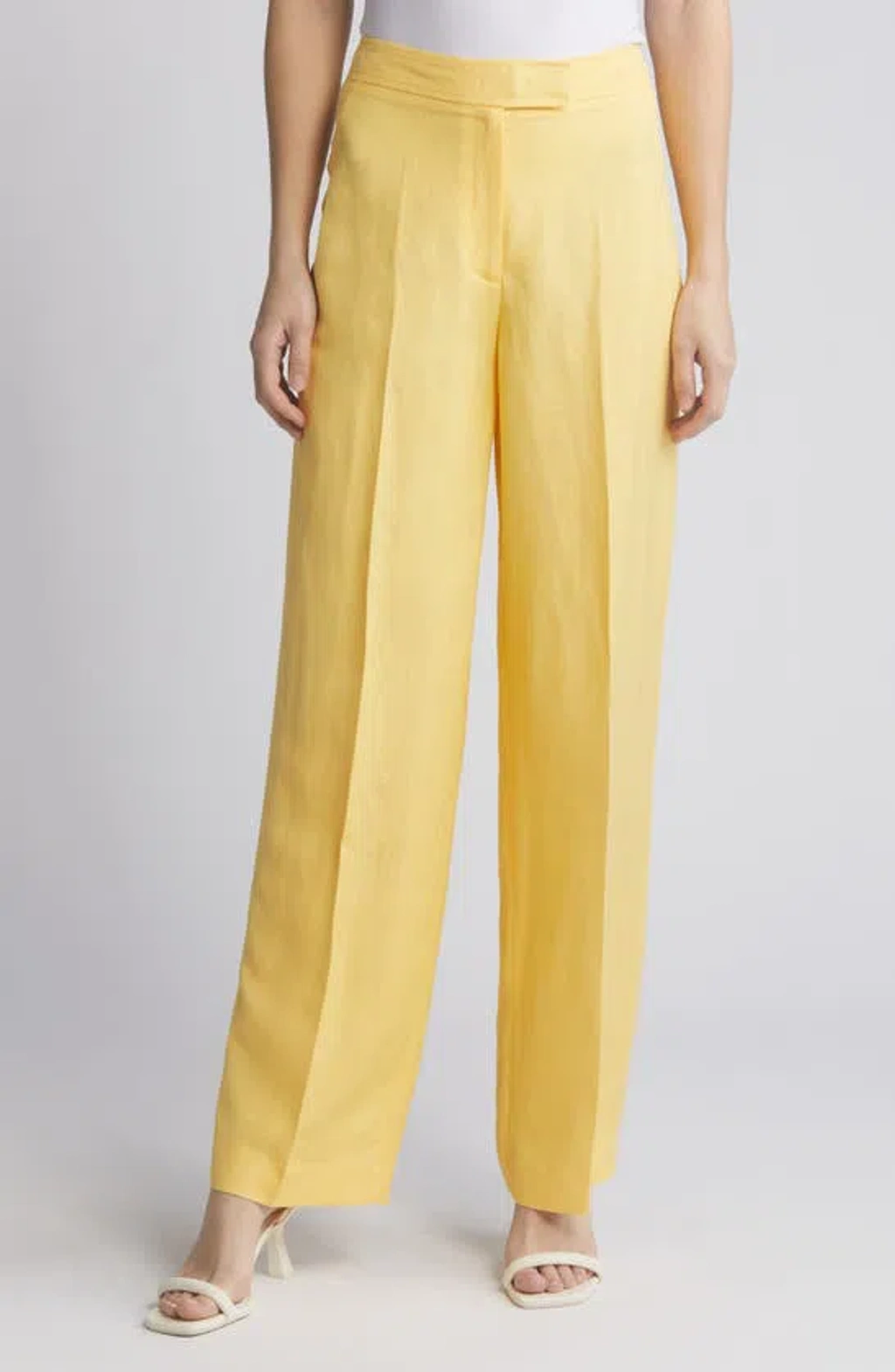 Anne Klein Linen Blend Wide Leg Pants In Yellow ModeSens