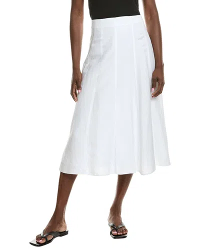 Anne Klein Linen-blend Paneled A-line Midi Skirt In White