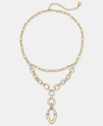 Anne Klein Linked Layered Lariat Necklace, 16" + 3" Extender In Gold