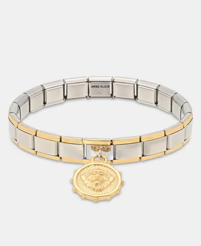 Anne Klein Lion Charm Stretch Bracelet In Gold
