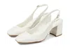 Anne Klein Lizette Pump Women's White Square Toe Block Heel Slip-on Ver227 In White