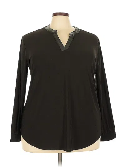 Pre-owned Anne Klein Long Sleeve Blouse In Black