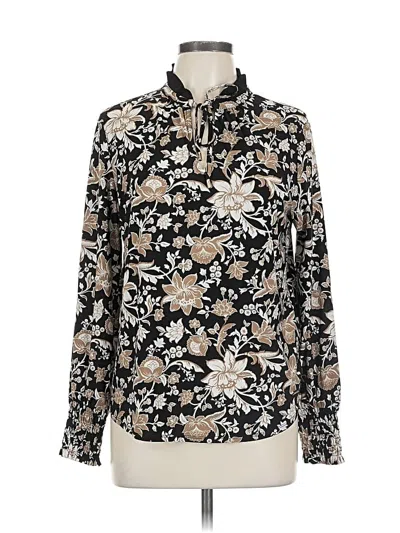 Pre-owned Anne Klein Long Sleeve Blouse In Black