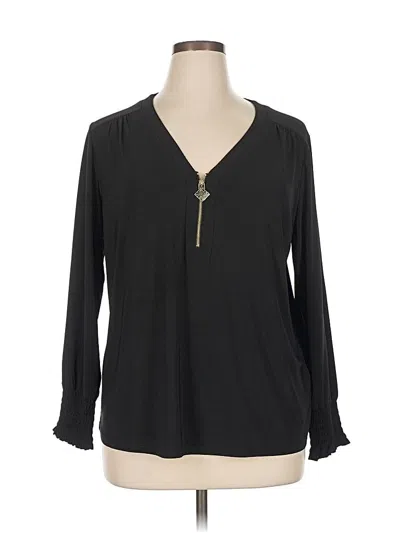 Pre-owned Anne Klein Long Sleeve Blouse In Black