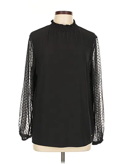 Pre-owned Anne Klein Long Sleeve Blouse In Black
