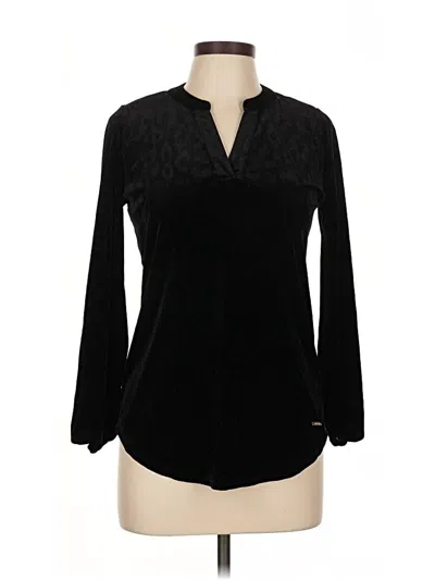 Pre-owned Anne Klein Long Sleeve Blouse In Black