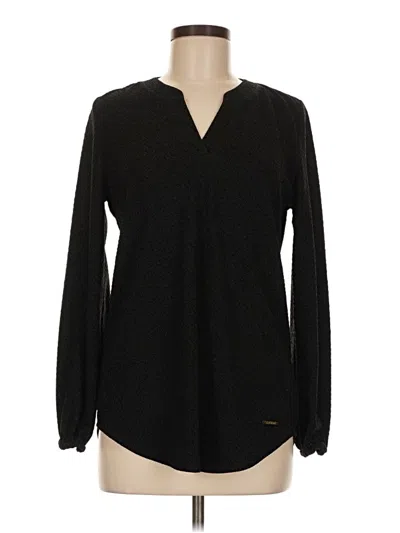 Pre-owned Anne Klein Long Sleeve Blouse In Black