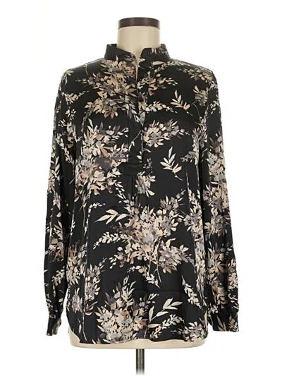 Pre-owned Anne Klein Long Sleeve Blouse In Black