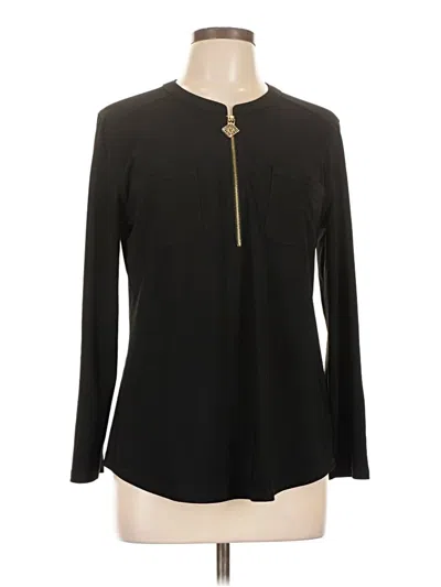Pre-owned Anne Klein Long Sleeve Blouse In Black