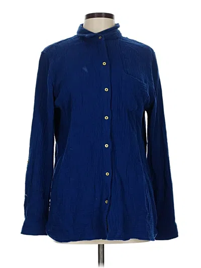 Pre-owned Anne Klein Long Sleeve Blouse In Blue