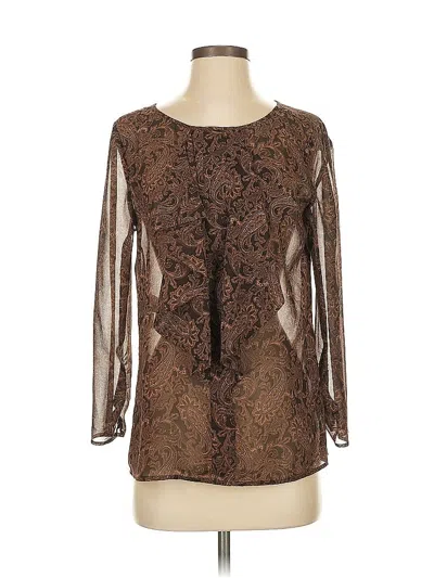 Pre-owned Anne Klein Long Sleeve Blouse In Brown
