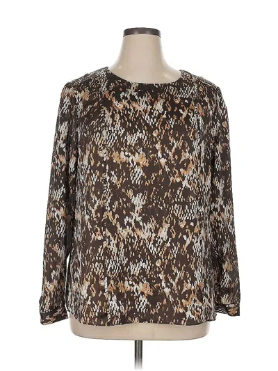 Pre-owned Anne Klein Long Sleeve Blouse In Brown