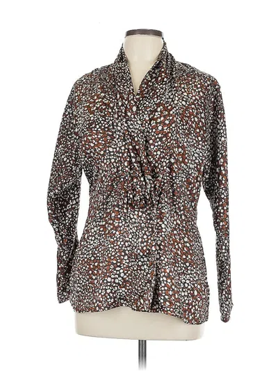 Pre-owned Anne Klein Long Sleeve Blouse In Brown