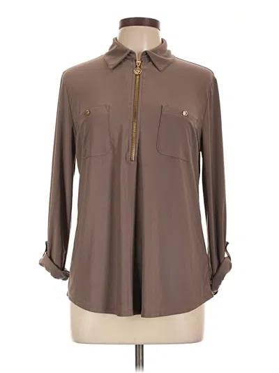 Pre-owned Anne Klein Long Sleeve Blouse In Brown