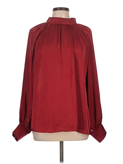 Pre-owned Anne Klein Long Sleeve Blouse In Burgundy