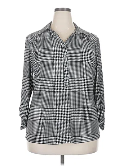 Pre-owned Anne Klein Long Sleeve Blouse In Gray