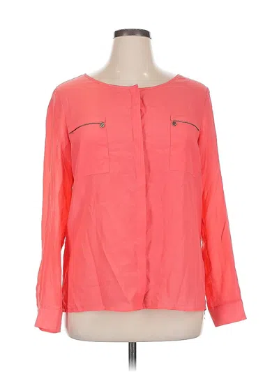 Pre-owned Anne Klein Long Sleeve Blouse In Orange