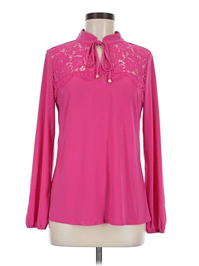 Pre-owned Anne Klein Long Sleeve Blouse In Pink