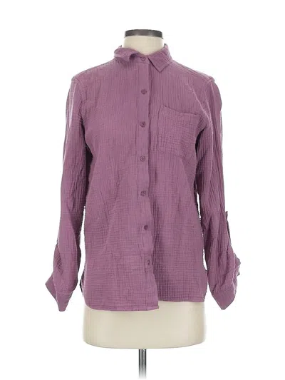 Pre-owned Anne Klein Long Sleeve Blouse In Purple