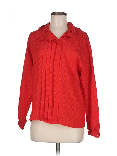 Pre-owned Anne Klein Long Sleeve Blouse In Red