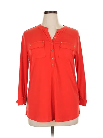 Pre-owned Anne Klein Long Sleeve Blouse In Red