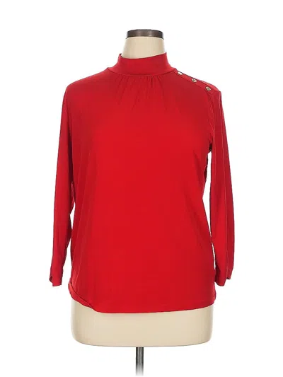 Pre-owned Anne Klein Long Sleeve Blouse In Red