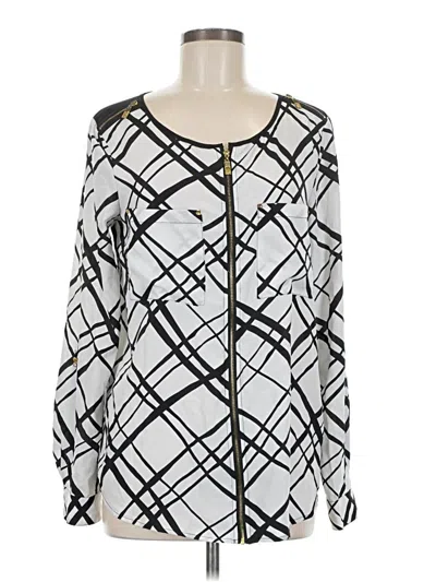 Pre-owned Anne Klein Long Sleeve Blouse In Silver