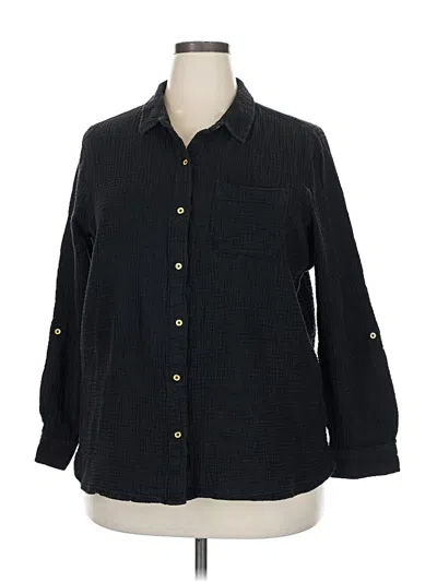 Pre-owned Anne Klein Long Sleeve Button Down Shirt In Black