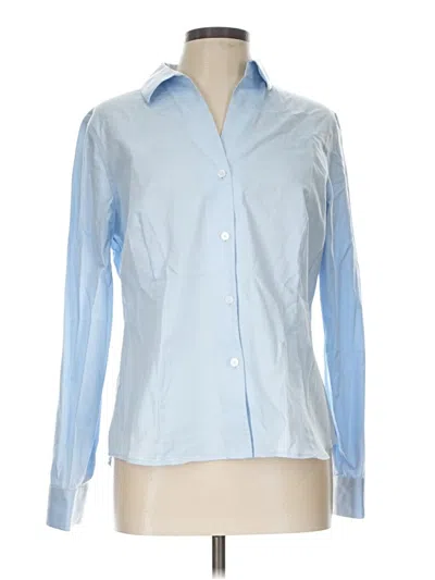 Pre-owned Anne Klein Long Sleeve Button Down Shirt In Blue