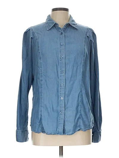 Pre-owned Anne Klein Long Sleeve Button Down Shirt In Blue