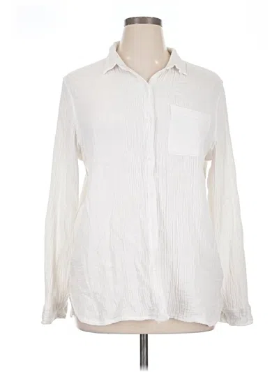 Pre-owned Anne Klein Long Sleeve Button Down Shirt In Ivory