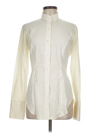 Pre-owned Anne Klein Long Sleeve Button Down Shirt In Ivory