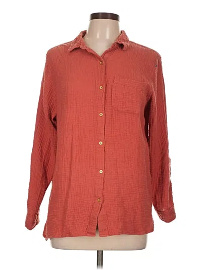 Pre-owned Anne Klein Long Sleeve Button Down Shirt In Red