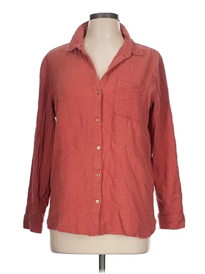 Pre-owned Anne Klein Long Sleeve Button Down Shirt In Red