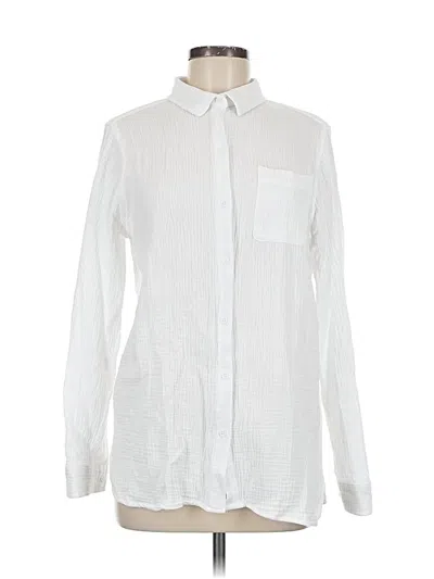 Pre-owned Anne Klein Long Sleeve Button Down Shirt In White
