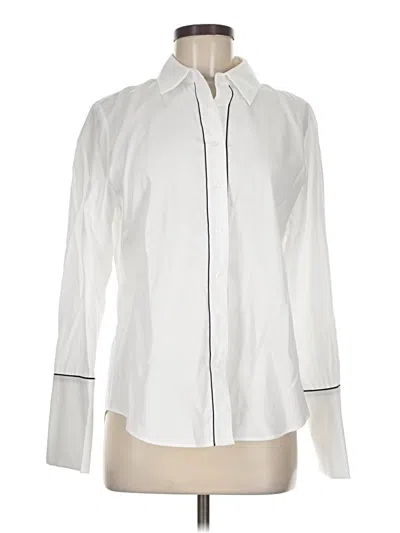 Pre-owned Anne Klein Long Sleeve Button Down Shirt In White