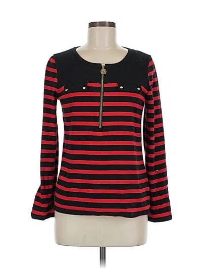 Pre-owned Anne Klein Long Sleeve Henley Shirt In Red