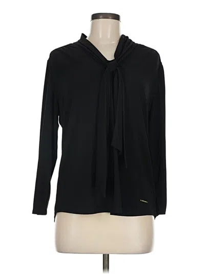 Pre-owned Anne Klein Long Sleeve Polo Shirt In Black