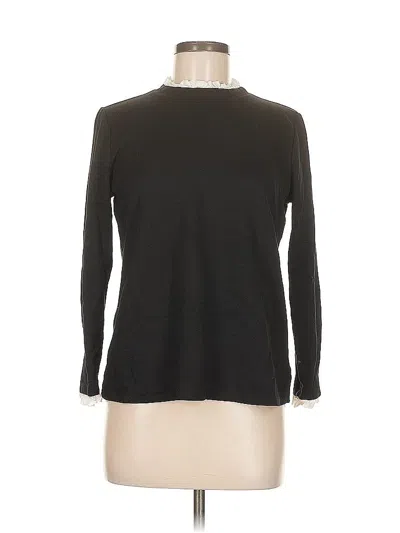 Pre-owned Anne Klein Long Sleeve Top Black Mock Neckline Tops