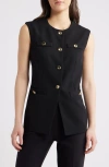 Anne Klein Longline Crepe Vest In Black