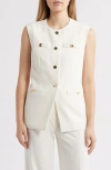 Anne Klein Longline Crepe Vest In White
