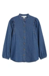 Anne Klein Ls Button Up Shirt W/ Ga In Blue
