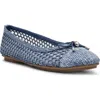Anne Klein Luci Cap Toe Ballet Flat In Blue Raffia