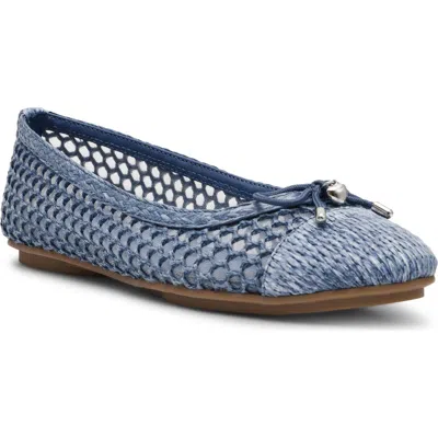 Anne Klein Luci Cap Toe Ballet Flat In Blue Raffia