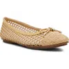 Anne Klein Luci Cap Toe Ballet Flat In Natural Raffia