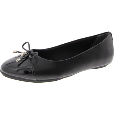 Anne Klein Luci Womens Faux Leather Slip On Flat Shoes In Black