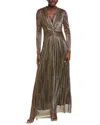 Anne Klein Lurex Plisse Twist Front Maxi Dress In Silver