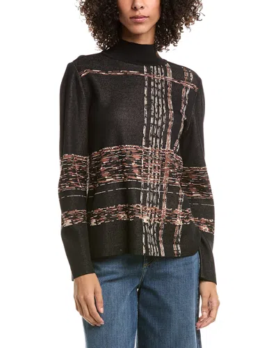 Anne Klein Luxe Stitch Mock Neck Sweater In Black